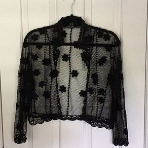 Black delicate crocheted shrug